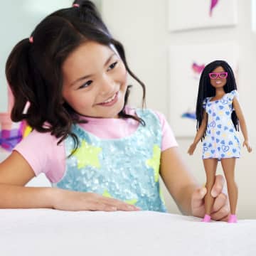 Barbie Fashionistas Doll #229, Barbie Doll With Down Syndrome Wearing Heart-Print Dress - Image 2 of 6