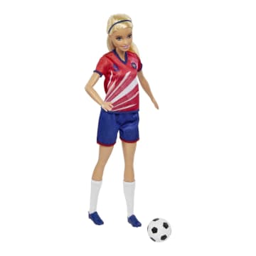 Barbie Calciatrice Bambola Bionda, Con Divisa N. 9, Pallone Da Calcio, Scarpe Con Tacchetti, Calzettoni, Dai 3 Anni In Su - Image 3 of 6