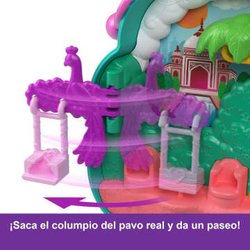 Compacto Mundo Sorpresa Pavo Real De Polly Pocket Con 2 Muñequitas Y Mascotas, Juguete De Viaje Con Accesorios De Animales - Imagen 5 de 6