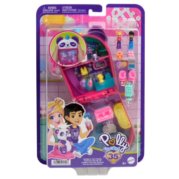 Estuche Pandita Día De Té De Polly Pocket Con 2 Muñequitas Y Un Panda, Juguete De Animal Con Accesorios De Comida - Imagen 6 de 6