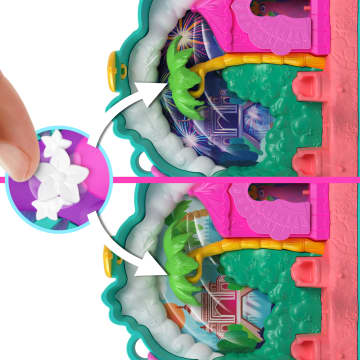 Compacto Mundo Sorpresa Pavo Real De Polly Pocket Con 2 Muñequitas Y Mascotas, Juguete De Viaje Con Accesorios De Animales - Imagen 5 de 6