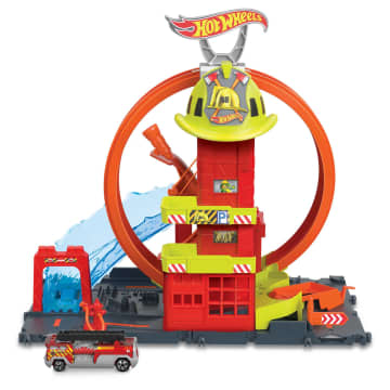 Hot Wheels City Super Loop Fire Station Playset, Track Set With 1 Toy Car - Image 1 of 8