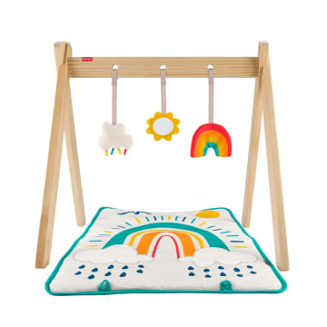 Fisher-Price Wooden Activity Gym, Wood Frame With 3 Sensory Toys & Mat For Newborn Babies - Image 6 of 6