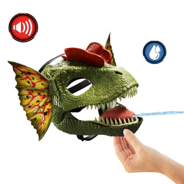 Jurassic World Dilophosaurus Rollenspel Masker Met Geluid En Waterschietfunctie, Kraag - Image 3 of 6