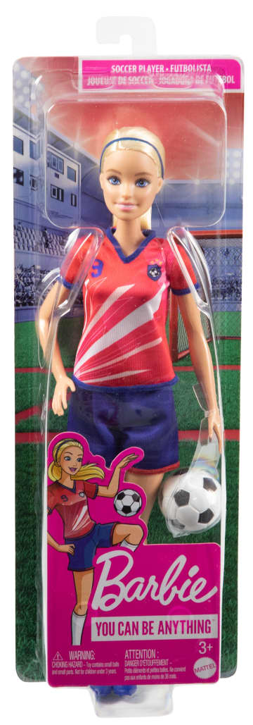 Barbie Calciatrice Bambola Bionda, Con Divisa N. 9, Pallone Da Calcio, Scarpe Con Tacchetti, Calzettoni, Dai 3 Anni In Su - Image 6 of 6