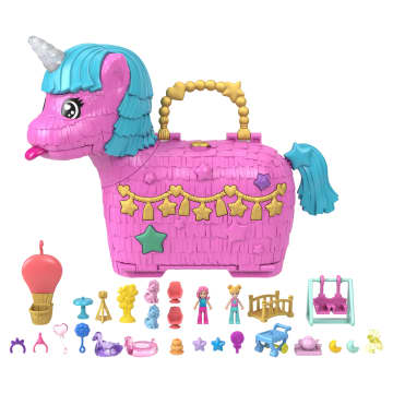 Polly Pocket Unicorn Partyland Playset With 2 Micro Dolls, Pets & 25+ Surprise Accessories, Birthday Celebration With Hot Air Balloon Ride - Image 1 of 6