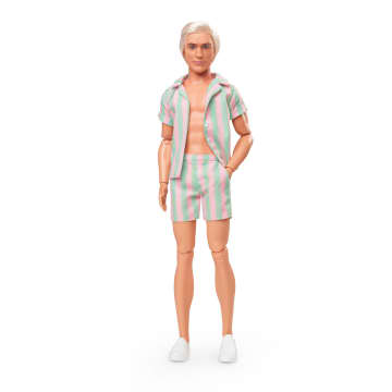 Barbie Il Film Ken, Bambola Con Completo Da Spiaggia A Righe Pastello - Image 4 of 6