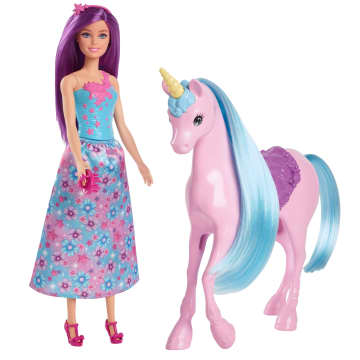 Barbie Büyüleyici Bebek Ve Tek Boynuzlu At Oyuncak Seti, Eyer, Fırça Ve Aksesuarlar - Image 1 of 6