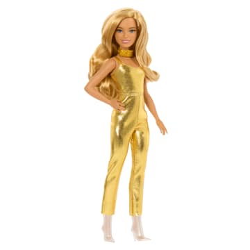 Muñeca N.222 Barbie Fashionistas Con El Cuerpo Pequeño, El Pelo Rubio Ondulado Y Un Mono Dorado, 65. Aniversario - Imagen 5 de 6