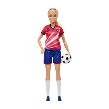 Muñeca Barbie Futbolista, Rubia, Equipación Con El Número 9, Balón De Fútbol, Zapatillas Con Tacos, Medias, A Partir De 3 Años