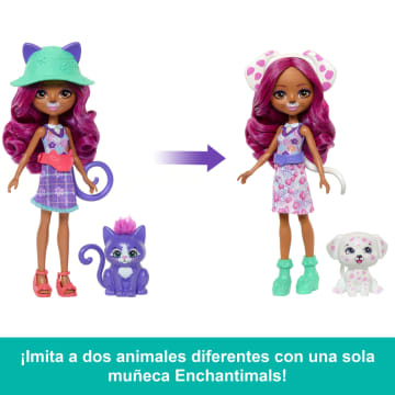 Muñeca 2-En-1 Gato Y Perro De Enchantimals Con Mascotas Que Son Sus Mejores Amigas, Juguete De Animal Con Complementos - Imagen 2 de 6