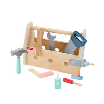 Fisher-Price  Ξύλινη Θήκη Με Εργαλεία Παιχνίδι Μίμησης Για Παιδιά Προσχολικής Ηλικίας, 9 Ξύλινα Κομμάτια - Image 4 of 6