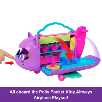 Polly Pocket Kitty Airways Playset With 2 Micro Dolls And Pet, Airplane Travel Toy With Accessories - Image 3 of 6