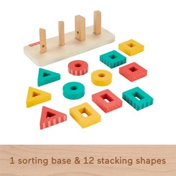 Fisher-Price Wooden Shape Stacker Toddler Sorting Toy, 13 Wood Pieces - Image 5 of 6