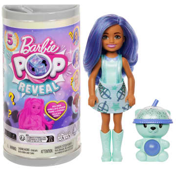 Muñeca Chelsea De La Colección Té De Burbujas De Barbie Pop Reveal En Un Embalaje Con Forma De Bote De Té Con 5 Sorpresas Perfumadas (Los Estilos Pueden Variar) - Image 1 of 5