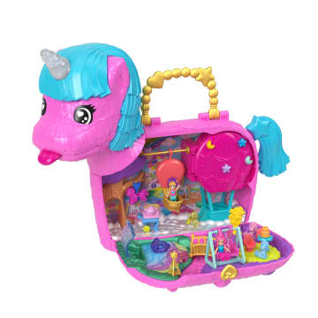 Polly Pocket Unicorn Partyland Playset With 2 Micro Dolls, Pets & 25+ Surprise Accessories, Birthday Celebration With Hot Air Balloon Ride - Image 5 of 6