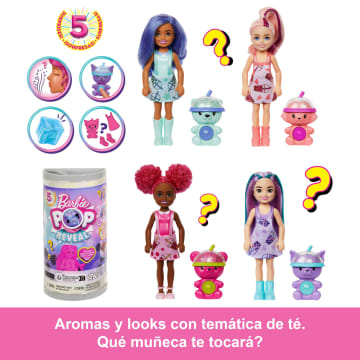 Muñeca Chelsea De La Colección Té De Burbujas De Barbie Pop Reveal En Un Embalaje Con Forma De Bote De Té Con 5 Sorpresas Perfumadas (Los Estilos Pueden Variar) - Image 3 of 5