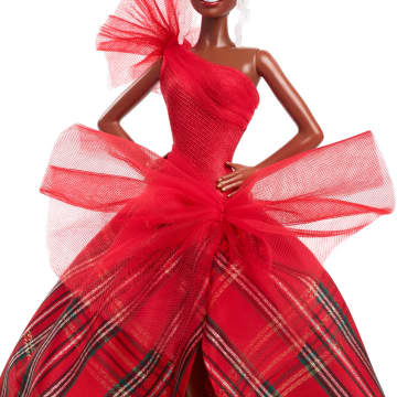 Barbie Signature 2024 Holiday Barbie Fashion Doll, Seasonal Collector Gift, Brown Hair With Plaid Gown - Image 3 of 6
