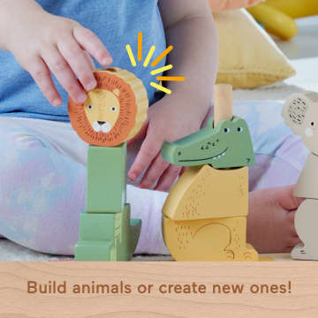 Fisher-Price Wooden Stack & Sort Animals Baby & Toddler Toy, 10 Wood Pieces - Image 3 of 6