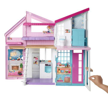 Barbie Villa In Malibu, Poppenhuis Met 2 Verdiepingen, Transformatiefuncties En Meer Dan 25 Onderdelen - Image 3 of 6