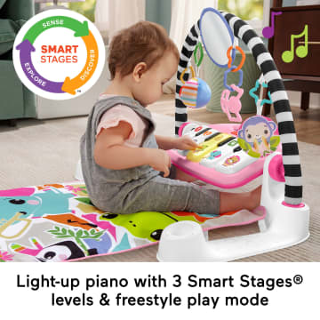 Fisher-Price Glow And Grow Kick & Play Piano Gym Baby Playmat With Musical Learning Toy, Pink, Queens English Version - Image 4 of 6
