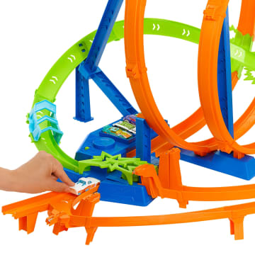 Hot Wheels Baanset met 5 crashzones, gemotoriseerde booster en 1 Hot Wheels auto - Imagen 2 de 6