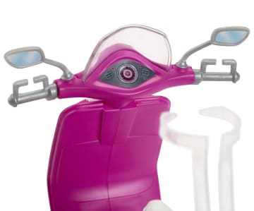 Barbie Doll, Blonde, and Pink and White Scooter with Kickstand and Teal Basket - Image 3 of 6