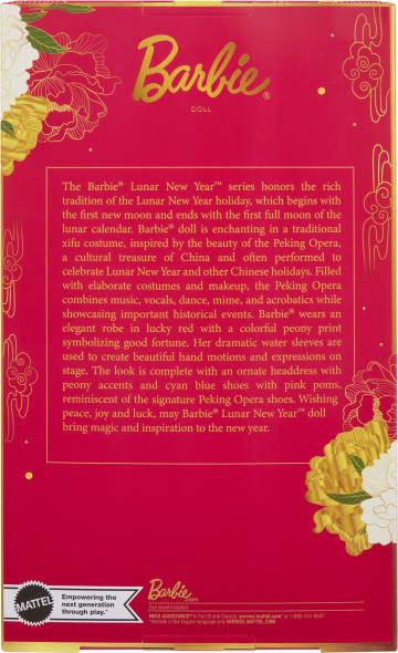 Muñeca Coleccionable Barbie Signature Del Año Nuevo Lunar Con Túnica Floral Roja Inspirada En La Ópera De Pekín - Image 6 of 6