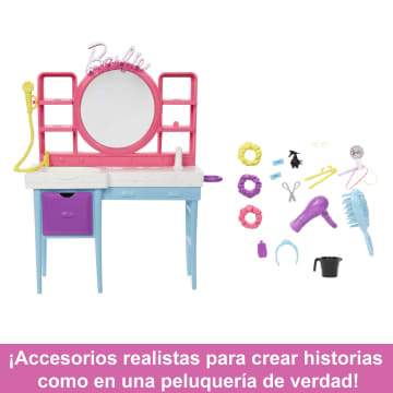 Conjunto De Juego De Muñeca Barbie Y Peluquería, Pelo Que Cambia De Color - Image 5 of 6