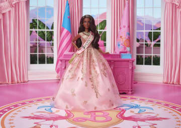 Barbie Le Film-Poupée Barbie Présidente En Robe Rose Et Dorée - Imagen 2 de 6