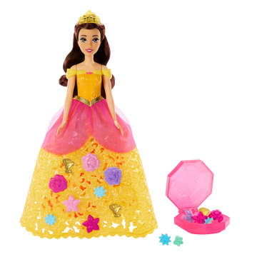 Disney Princesas Bella Vestido De Florecillas Muñeca Con 20 Adornos, Falda Personalizable Y Estuche De Almacenamiento - Imagen 2 de 6