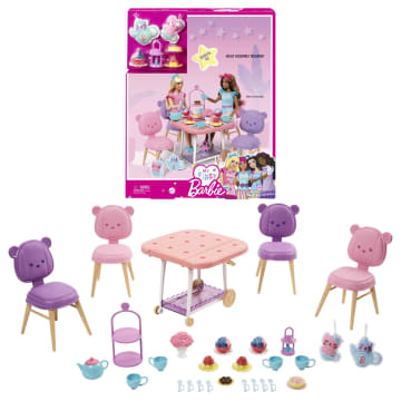 Barbie My First Barbie Merienda Conjunto de juego y accesorios juguetes y regalos para ninos y ninas en edad preescolar 18 accesorios tematicos dos articulos de peluche HMM65 MATTEL