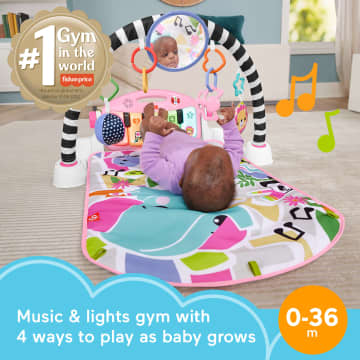 Fisher-Price Glow And Grow Kick & Play Piano Gym Baby Playmat With Musical Learning Toy, Pink, Queens English Version - Image 2 of 6