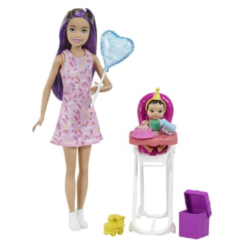 Barbie® Bebek Bakıcısı Bebeği ve Aksesuarları Oyun Setleri, Parti Temalı (Uzun Saçlı Bebek) - Image 1 of 6