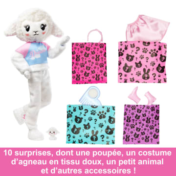 Barbie Cutie Reveal Poupée Barbie et accessoires, costume agneau en peluche - Imagen 3 de 6