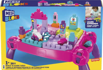 Mega Bloks Toy Blocks Blue Build N Learn Table With Storage (30 Pieces) For Toddler - Image 6 of 6