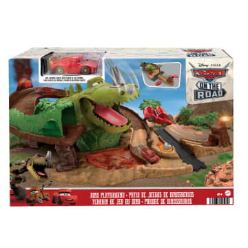 Disney Pixar Cars On The Road Parco dei Dinosauri Playset con macchinina Saetta McQueen Giocattoli HMD74 MATTEL