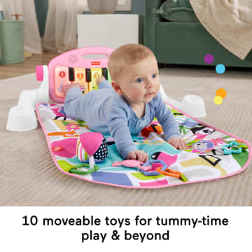 Fisher-Price Glow And Grow Kick & Play Piano Gym Baby Playmat With Musical Learning Toy, Pink, Queens English Version - Image 3 of 6