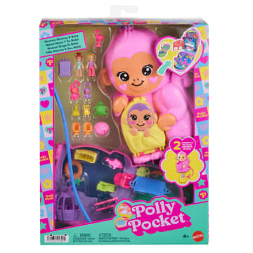 Polly Pocket Conjunto de Brinquedo Compacto Mundo Surpresa Mamãe Macaca e seu Bebê - Imagem 6 de 6