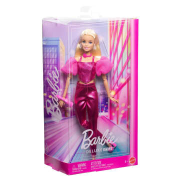 Barbie Fashionista Muñeca Deluxe Cabello Rubio y Conjunto Rosa Metálico - Imagen 6 de 6