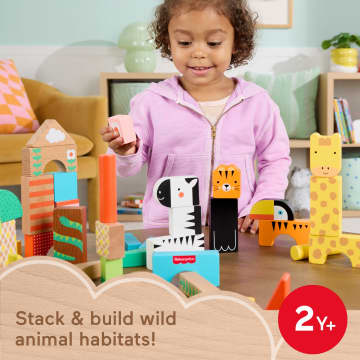 Fisher-Price Wooden Jungle Blocks, Animal-Themed Building Set For Toddlers, 50 Wood Pieces - Imagen 2 de 6