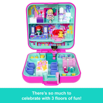 Polly Pocket Doll & Playset, Mattel 80Th Heritage Compact, Doll House With Celebration Theme, 1 Pet And Furniture - Imagen 5 de 6