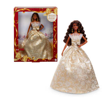 Barbie Signature 2025 Holiday Barbie Fashion Doll, Seasonal Collector, Black Hair With Silver & Gold Gown - Image 1 of 6