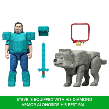 Minecraft Man's Best Wolf Pack With 2 Action Figures & 2 Accessories, Set Inspired By The Movie - Imagen 4 de 6