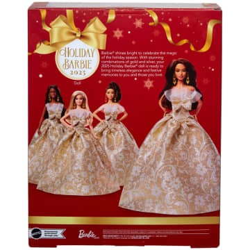 Barbie Signature 2025 Holiday Barbie Fashion Doll, Seasonal Collector, Dark Brown Hair With Silver & Gold Gown - Image 6 of 6