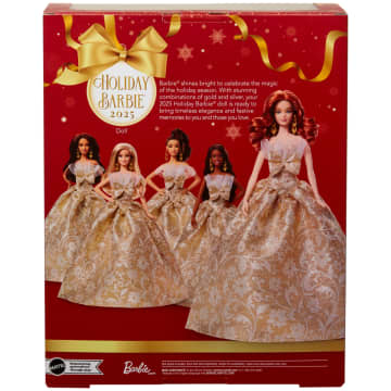 Barbie Signature 2025 Holiday Barbie Fashion Doll, Seasonal Collector, Red Hair With Silver & Gold Gown - Imagem 6 de 6