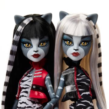 Monster High Boo-Riginal Creeproduction Meowlody And Purrsephone Dolls With Diary And Doll Stands - Image 3 of 6