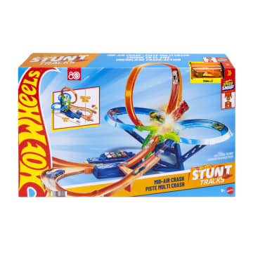 Hot Wheels Stunt Tracks Mid-AIr Crash Playset With 1:64 Scale Die-Cast Toy Car & Motorized Booster - Image 1 of 6