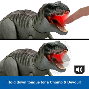 Jurassic World Rebirth Power Devour Tyrannosaurus Rex Dinosaur Figure, Constant Chomp Lights & Sound - Image 5 of 6
