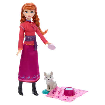 Disney Frozen Anna Fashion Doll & Wolf Cub Figure With 4 Nurturing Accessories Inspired By Movie - Imagem 1 de 6